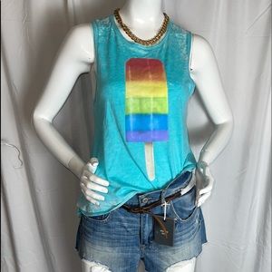 Chaser | Burnout Graphic Tank Top | Teal | XS